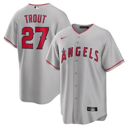 Men's Los Angeles Angels #27 Mike Trout
Silver Road Replica Player Name Jersey