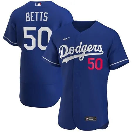 Men's Los Angeles Dodgers #50 Mookie Betts Blue Flex Base Stitched MLB Jersey