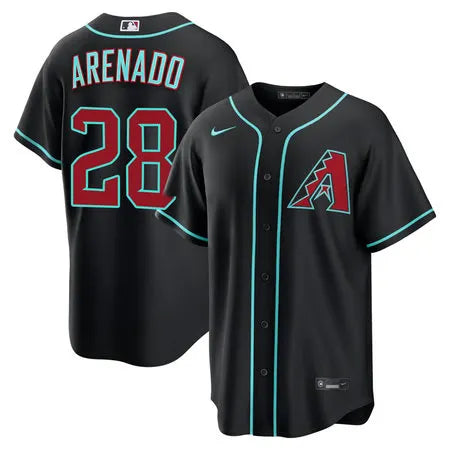 Men's Arizona Diamondbacks #28 Nolan Arenado Black Cool Base Stitched Baseball Jersey