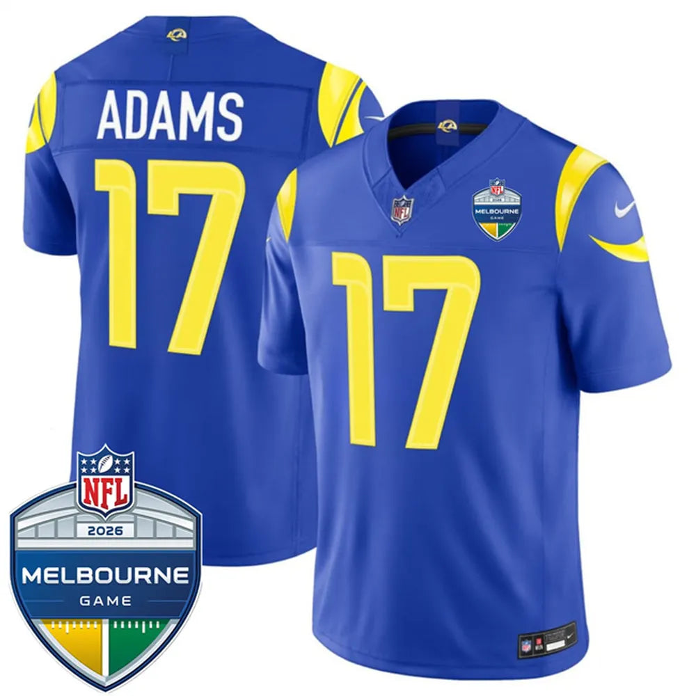 Men's Los Angeles Rams #17 Davante Adams Royal 2026 Melbourne Game Patch Vapor F.U.S.E. Limited Jersey