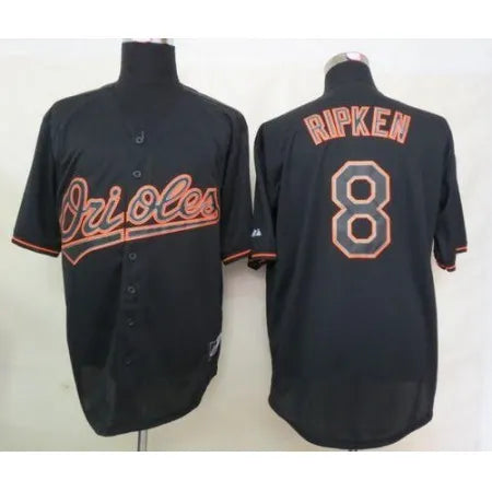 Orioles #8 Cal Ripken Black Fashion Stitched MLB Jersey