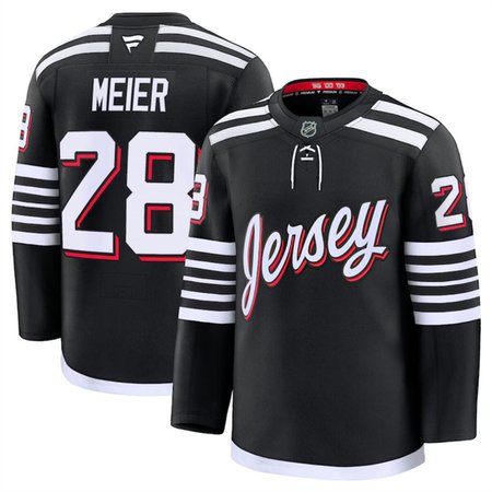 Men's New Jersey Devils #28 Timo Meier Black 2024-25 Alternate Stitched Hockey Premium Jersey