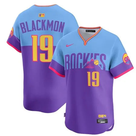 Youth Colorado Rockies #19 Charlie Blackmon
Purple/Light Blue 2025 City Connect Elite Player Jersey