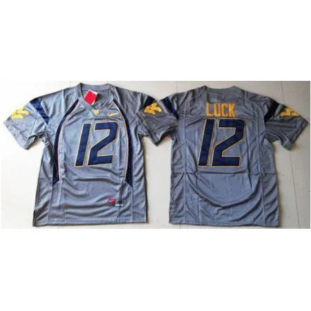 Men's West Virginia Mountaineers Customized Navy Blue Stitched Jersey