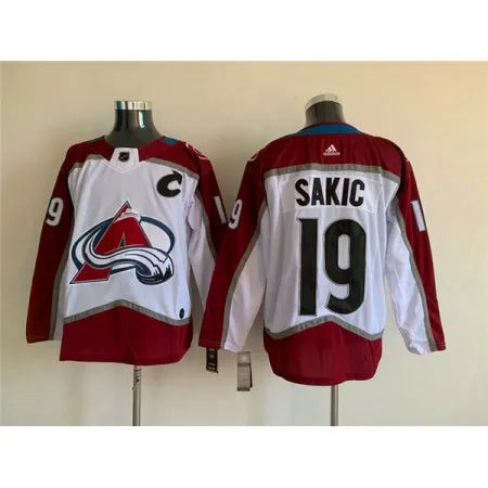 Men's Colorado Avalanche #19 Joe Sakic White Stitched Jersey