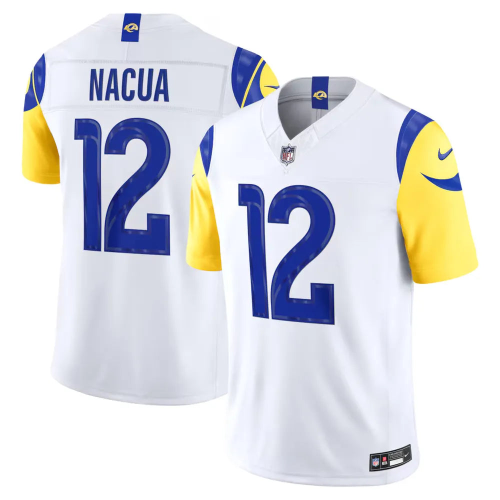 Men's Los Angeles Rams #12 Puka Nacua Nike White Vapor F.U.S.E. Sewn Down Limited Jersey