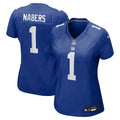 Women's New York Giants #1 Malik Nabers Royal Game Jersey (Royal)