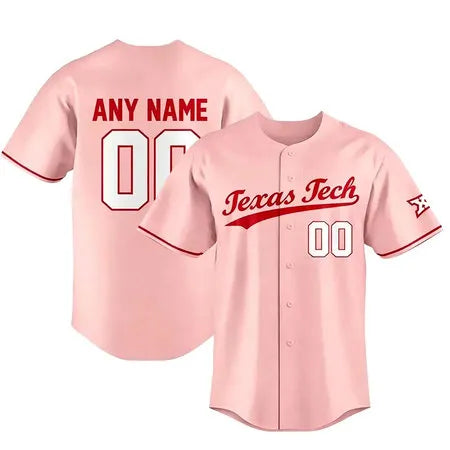 Men's Texas Tech Red Pink Stitched Custom Jersey