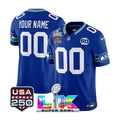 Men's Seattle Seahawks Custom Royal Super Bowl LX Patch 50th Season & USA 250' Patch Vapor F.U.S.E. Limited Jersey