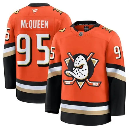 Men's Anaheim Ducks #95 Roger McQueen Orange 2024-25 Home Stitched Hockey Premium Jersey