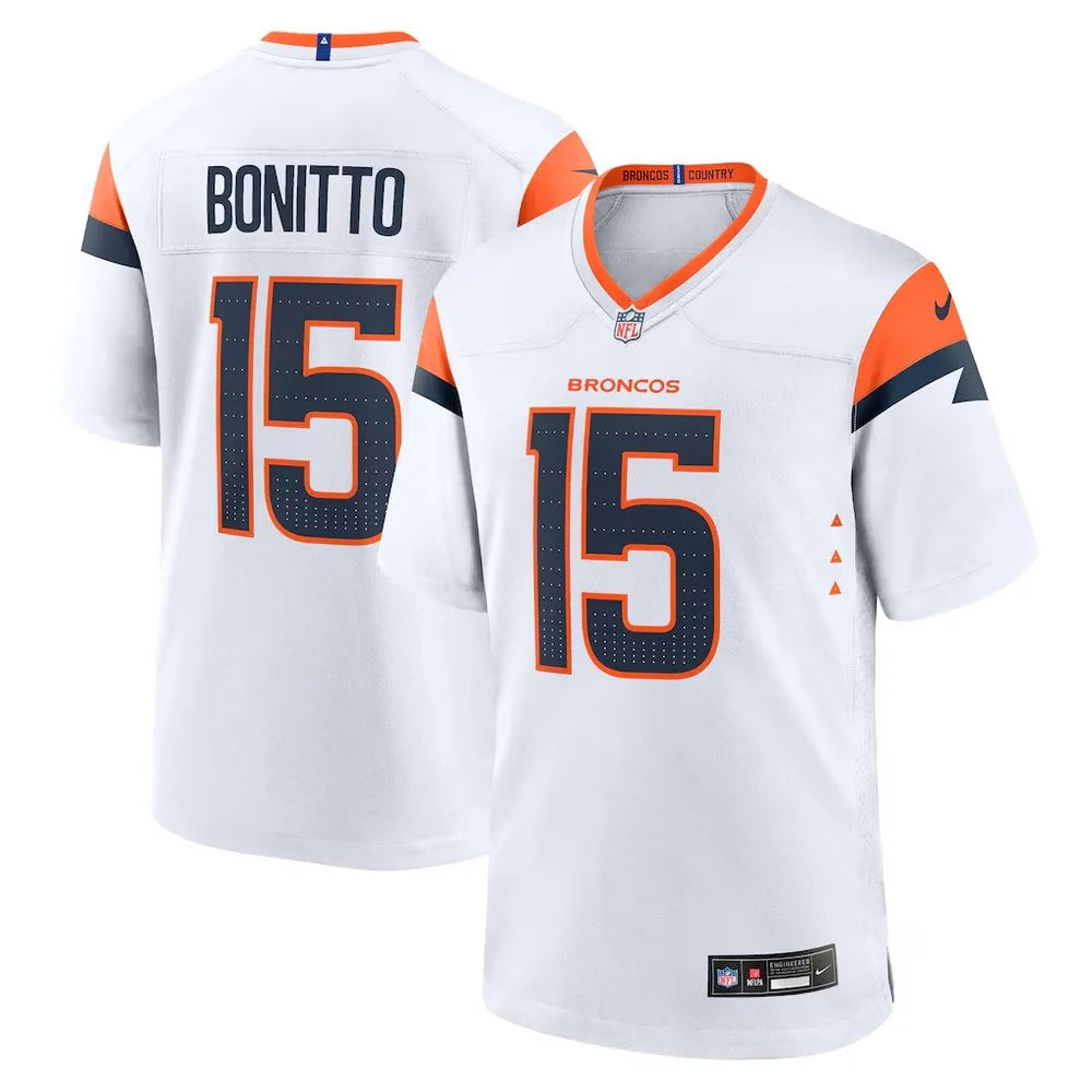 Men's Denver Broncos #15 Nik Bonitto White Team Game Jersey