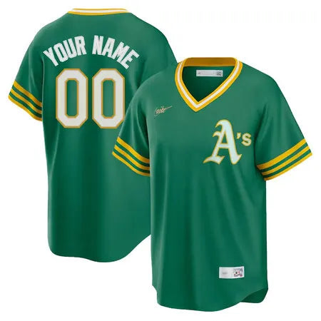 Men's Oakland Athletics Nike Green Kelly Road Cooperstown Collection Team Custom Jersey