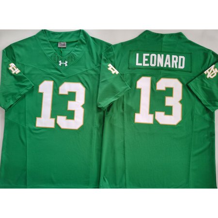 Men's Notre Dame Fighting Irish #13 Riley Leonard Green Stitched Jersey 3B6P