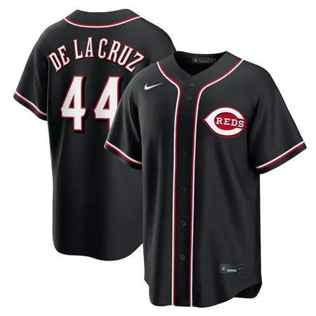 Men's Cincinnati Reds #44 Elly De La Cruz Nike Fashion Replica Black Out Jersey