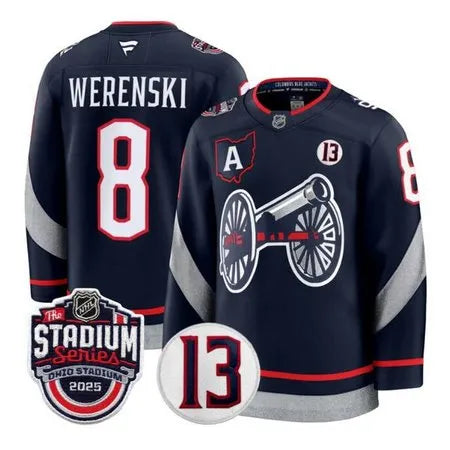 Youth Columbus Blue Jackets #8 Zach Werenski Navy 2024-25 Stadium Series With A Patch Stitched Hockey Jersey