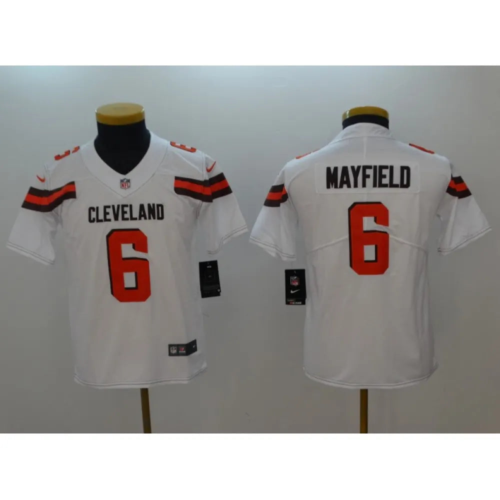Youth NFL Cleveland Browns #6 Baker Mayfield White 2018 Draft Vapor Untouchable Limited Stitched Jersey
