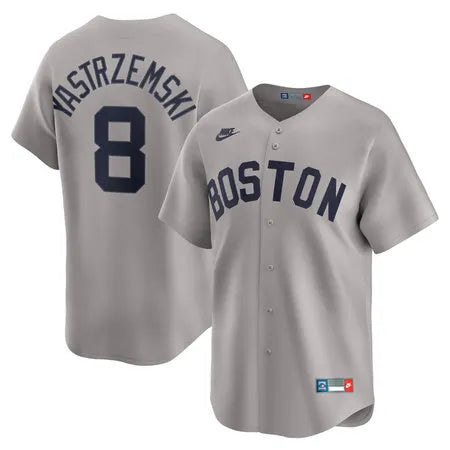 Men's Boston Red Sox #8 Carl Yastrzemski Nike Gray Throwback Cooperstown Collection Limited Jersey