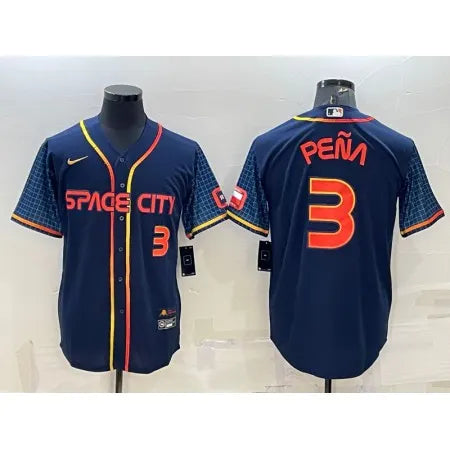 Men's Houston Astros #3 Jeremy Pena 2022 Navy City Connect Cool Base Stitched Jersey U5JI
