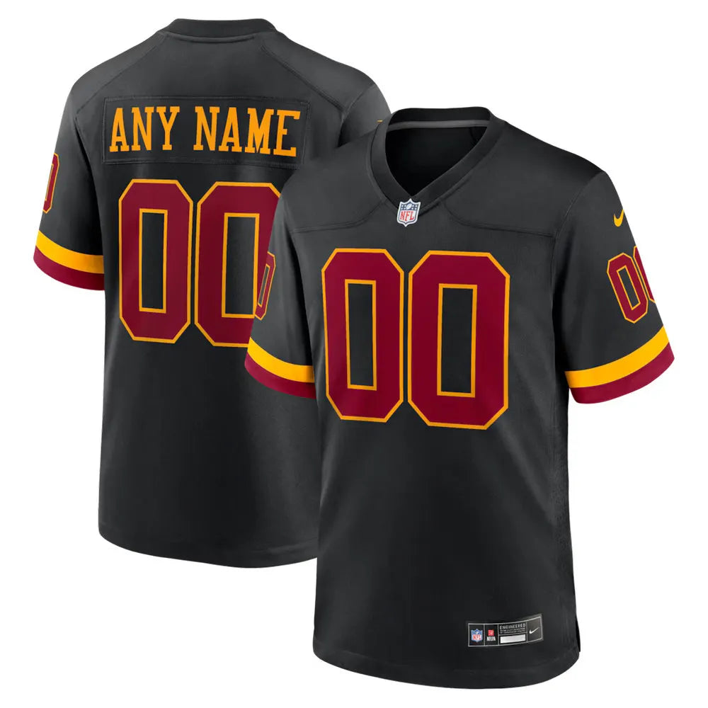 Men's Washington Commanders Nike Black Hail Raiser Alternate Custom Game Jersey