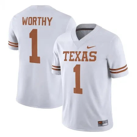 Men's Texas Longhorns #1 Xavier Worthy White Stitched Jersey