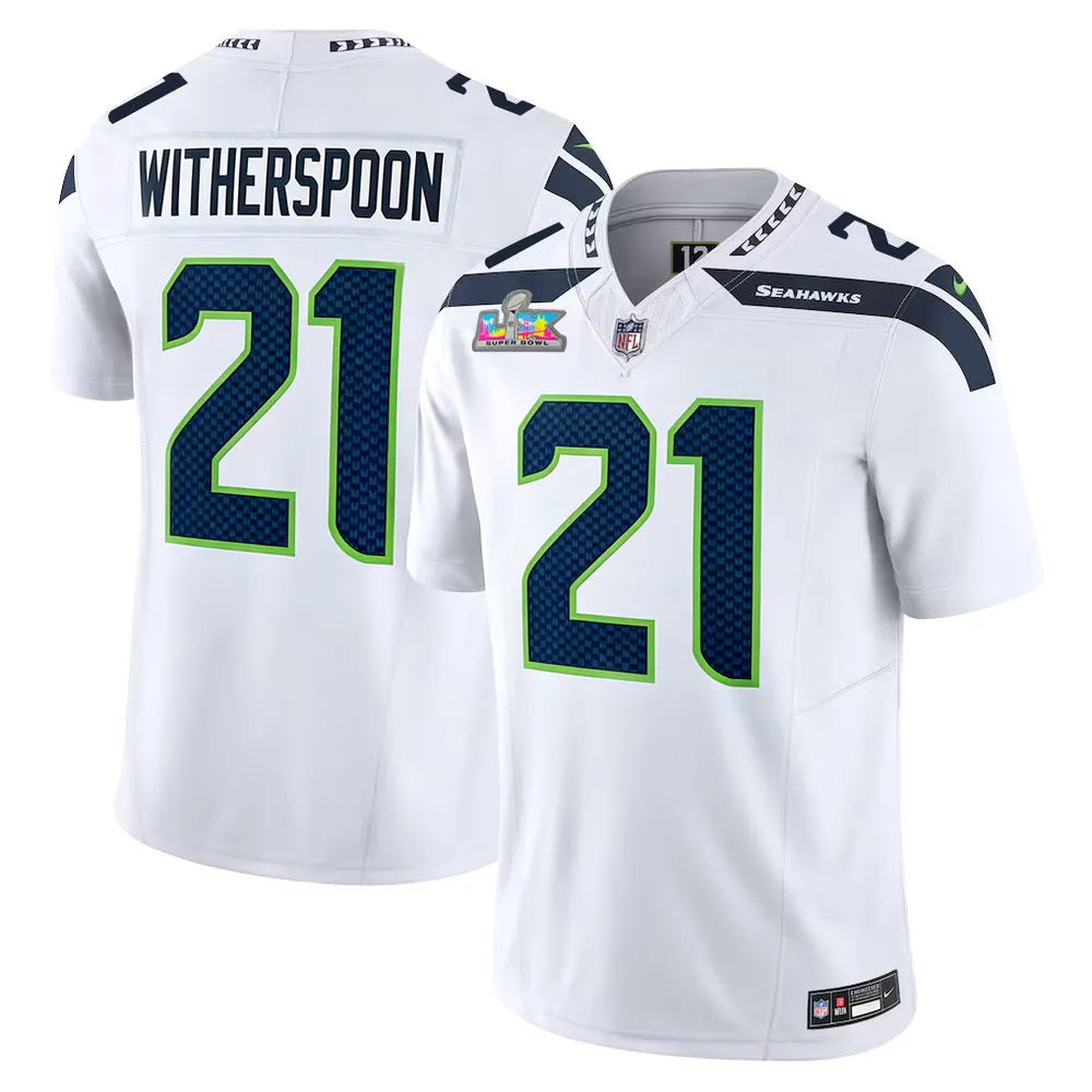 Men's Seattle Seahawks #21 Devon Witherspoon White Super Bowl LX Vapor F.U.S.E. Limited Stitched Jersey