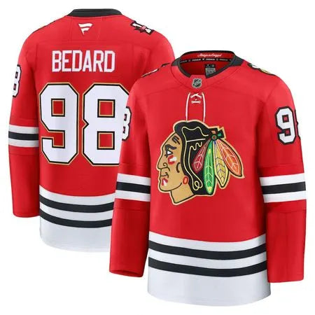 Men's Chicago Blackhawks #98 Connor Bedard Red Centennial Premium Player Jersey