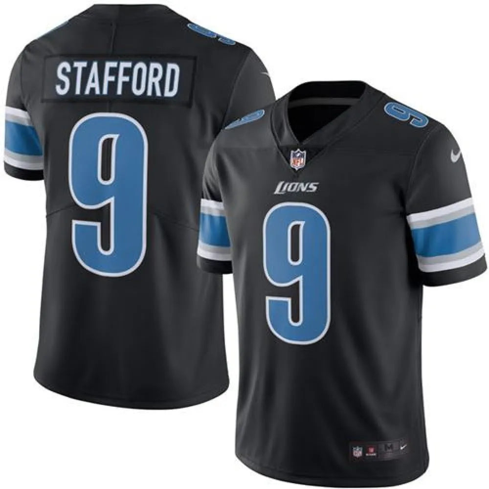 Lions #9 Matthew Stafford Black Men's Stitched NFL Limited Rush Jersey