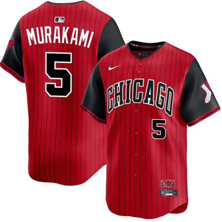 Men's Chicago White Sox #5 Munetaka Murakami Red/Black City Connect Limited Jersey