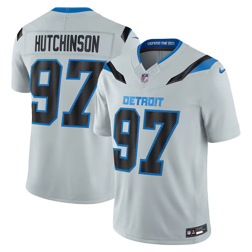 Men's Detroit Lions #97 Aidan Hutchinson Grey 2026 Rivalries Collection Vapor F.U.S.E. Limited Jersey