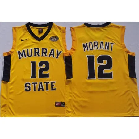 Men's Murray State Racers #12 Ja Morant Yellow Stitched Jersey