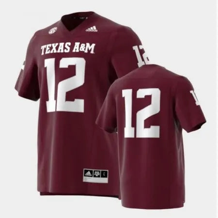 Men's Texas A&M Aggies #12 Maroon Strategy Premier Stitched Football Jersey