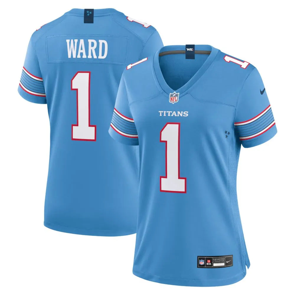 Women's Tennessee Titans #1 Cameron Ward Nike Light Blue Game Jersey