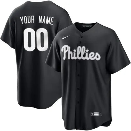 Men's Philadelphia Phillies Custom Black Lights Out Replica Jersey