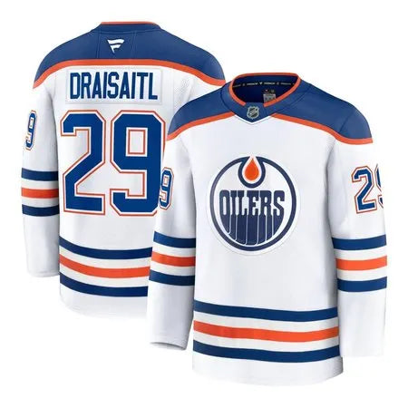 Men's Edmonton Oilers #29 Leon Draisaitl White Away Premium Jersey
