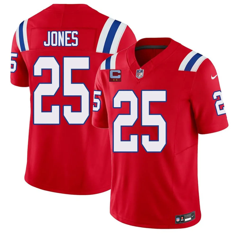 Men's New England Patriots #25 Marcus Jones Red 2026 2-Star C Pach Vapor F.U.S.E. Limited Jersey