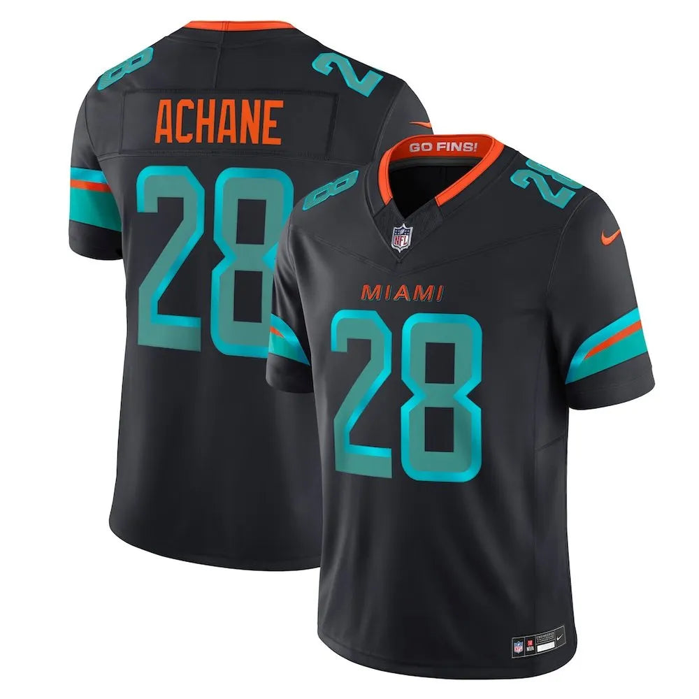 Men's Miami Dolphins #28 De'Von Achane Black Rivalries Collection F.U.S.E. Vapor Limited Stitched Jersey