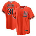 Men's Detroit Tigers #31 Riley Greene Orange Cool Base Stitched Jersey