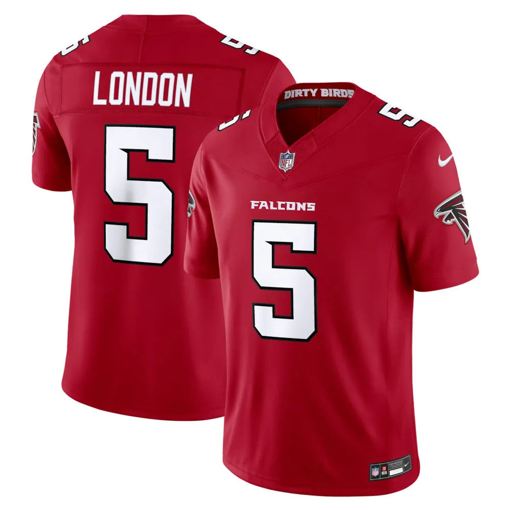 Men's Atlanta Falcons #5 Drake London Nike Red Vapor F.U.S.E. Sewn Down Limited Jersey