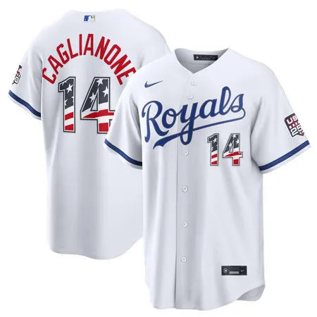 Youth Kansas City Royals #14 Jac Caglianone Nike White USA 250 Fourth of July Home Stadium Jersey